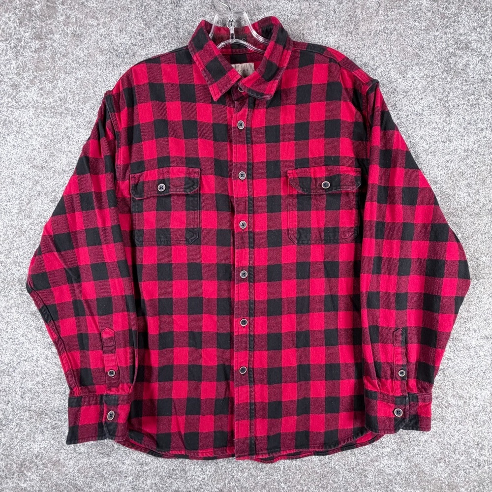 Jachs Brawny Flannel Shirt Mens XL Red Black Buffalo Plaid Collared Button Up